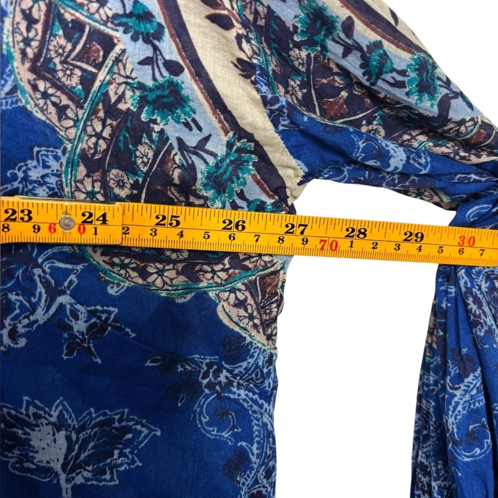 NEW Free People Rose Bud Paisley Cotton Button Up Shirt Womens Oversized Blue SM - Picture 9 of 12
